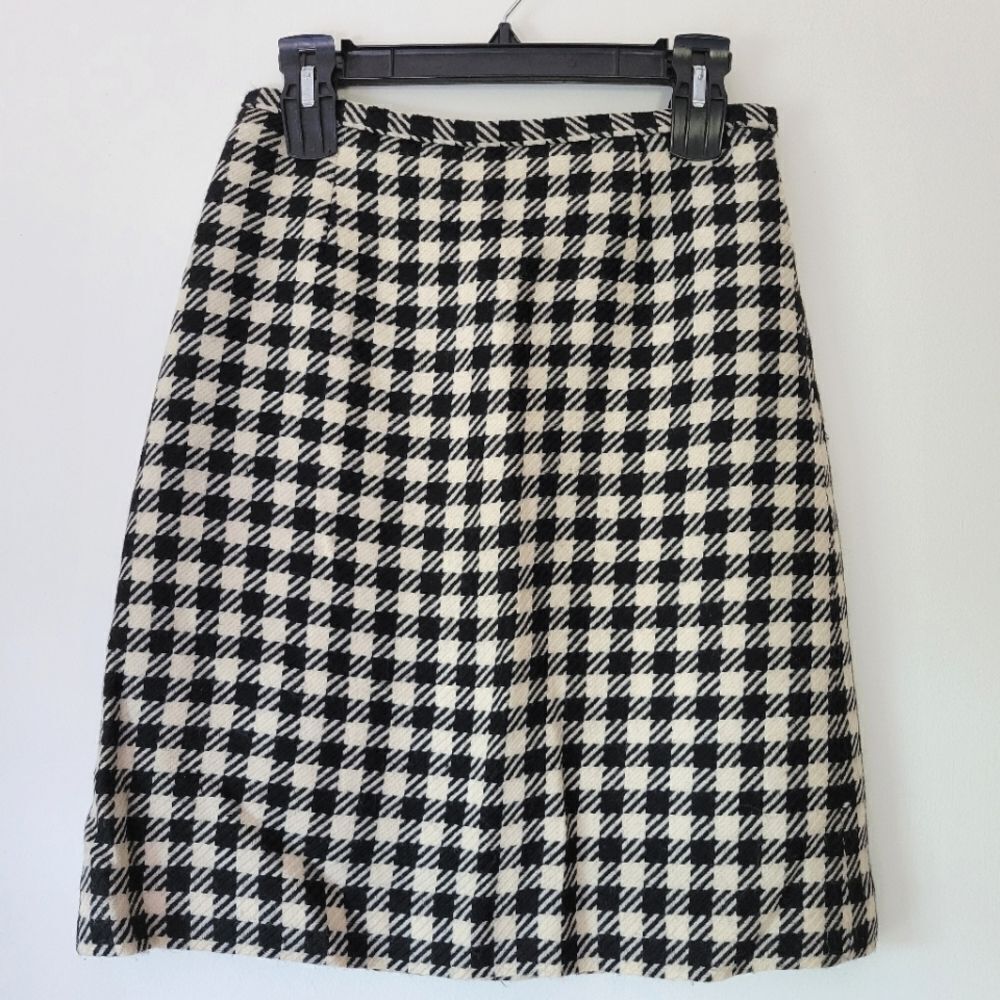 Dana Buchman Black and White A-Line Skirt Pencil 100% Wool 6